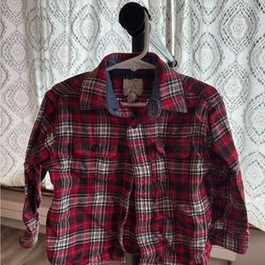 Lands' End Red and Black Plaid Flannel Shirt